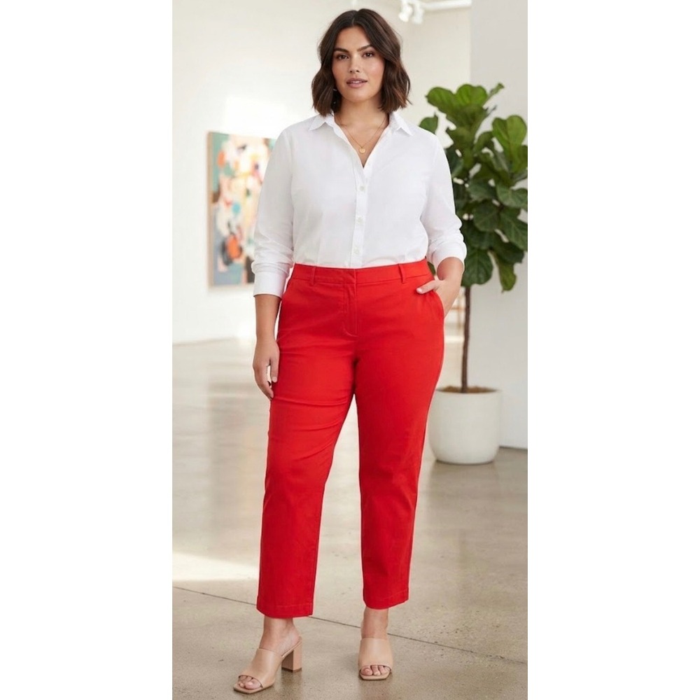 Lane Bryant Red Stretch Ankle Pants Womens Size 24 Straight Leg Trousers